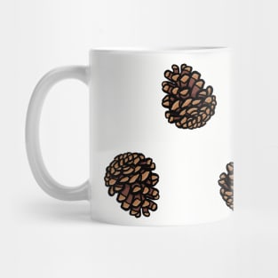 Simple cartoon pinecone pattern digital illustration, autumn nature trees woody Mug